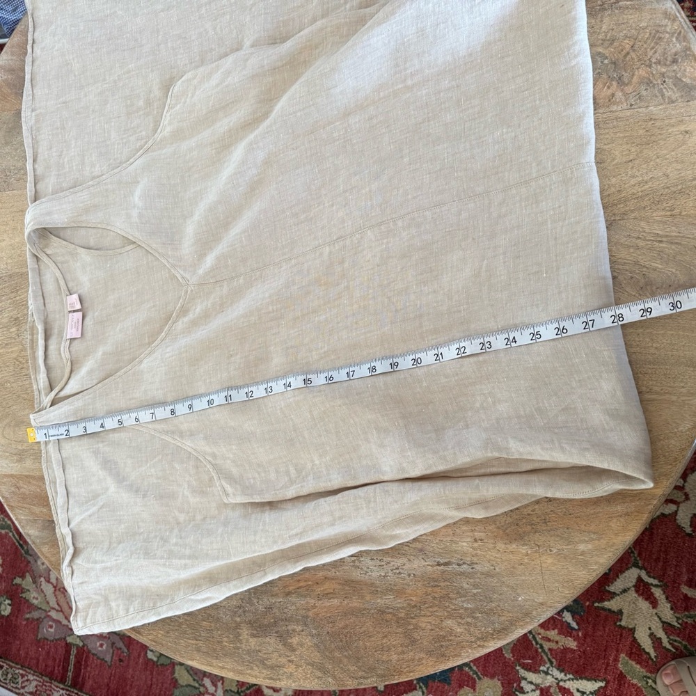 St Tropez West Linen Maxi Dress Beige Sleeveless Minimalist Coastal Boho - Picture 6 of 7